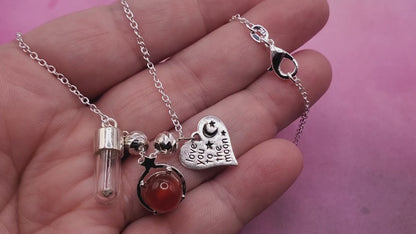 1 Sterling Lunar Meteorite BloodVial Heart Charms Necklace Kit with 18" .925 Silver Chain (BloodBond)