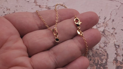 1 Solid 14K Gold Tiny Charm Pendant BloodVial Epoxy Resin Necklace Kit with 14K Gold Filled 18" Link Chain (BloodGem)