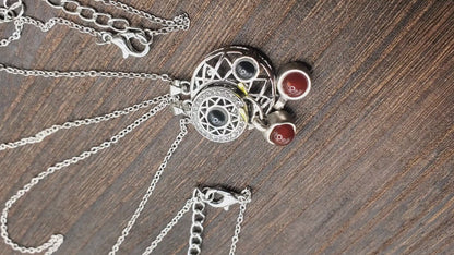 2 BloodVials Sun and Moon Magnetic Pendant Necklaces Kit with 18"-20" Silvertone Chain "I Love  You" in 100 Languages (BloodBond)
