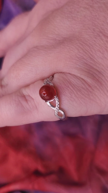 Sterling Infinity BloodVial Ring Kit with White Zircons & White or Yellow Gold-plated Solid .925 Silver Adjustable 5-9 Sizes (BloodBond)