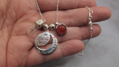 1 Sterling Lunar Meteorite BloodVial Moon Charms Necklace Kit with 18" .925 Silver Chain (BloodBond)