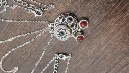 2 BloodVials Sun and Moon Magnetic Pendant Necklaces Kit with 18"-20" Silvertone Chain "I Love  You" in 100 Languages (BloodBond)