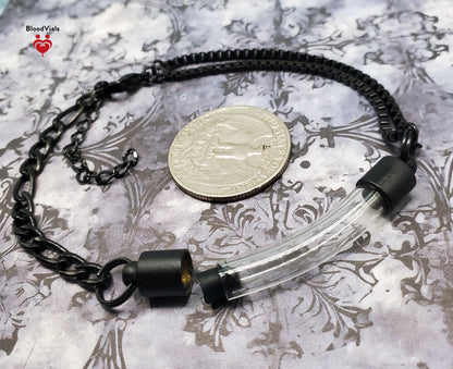 Black-Plated Asymmetrical Bracelet BloodVials Kit with Lobster Claw Clasp (BloodBond)