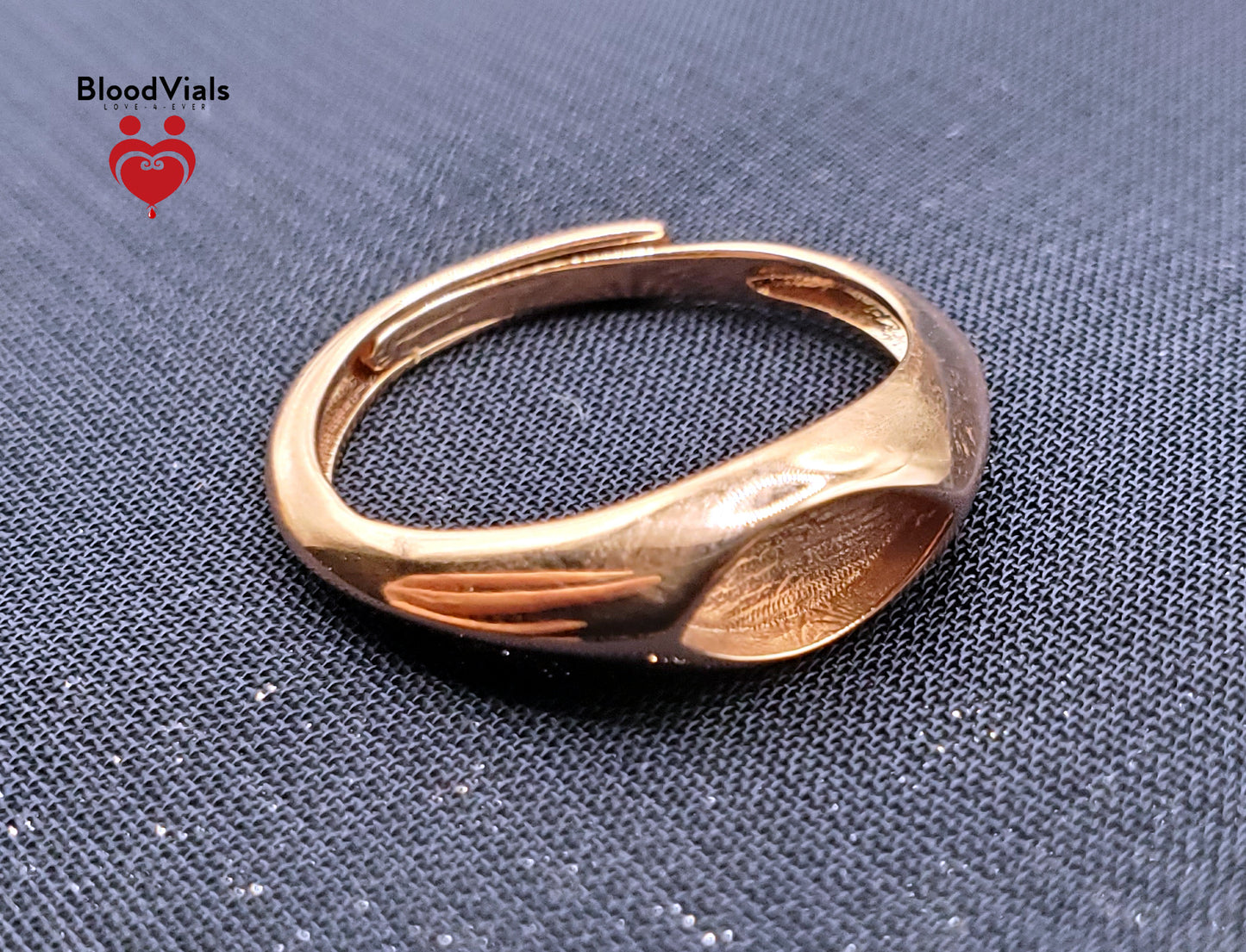 1 Gold Plated .925 Solid Sterling Minimalist BloodVial Ring Epoxy Resin Kit Adjustable 3.5-10.5 Sizes (BloodGem)
