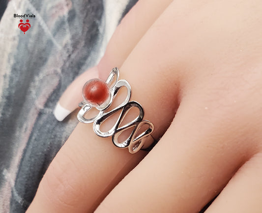 Sterling Loops BloodVial Ring & Anticoagulant (BloodBond) Adjustable 5-8 Size