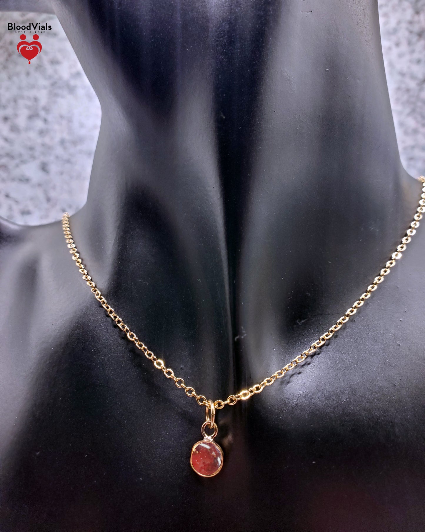 1 Gold Filled Mini Droplet Pendant BloodVial Epoxy Resin Necklace Kit (BloodGem)