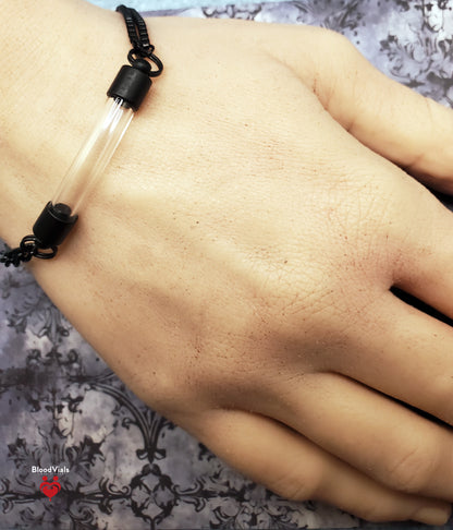 Black-Plated Asymmetrical Bracelet BloodVials Kit with Lobster Claw Clasp (BloodBond)