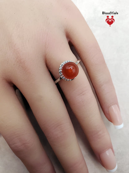 Sterling Crescent BloodVials Ring Kit with White Zircons Solid .925 Silver 5-12 Adjustable Sizes (BloodBond) (Copy)