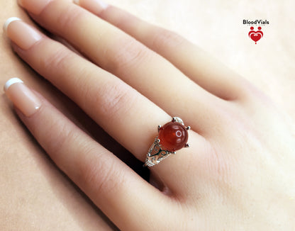 Sterling Scroll Designs BloodVial Ring & Anticoagulant (BloodBond) Adjustable 4.5-10 Size