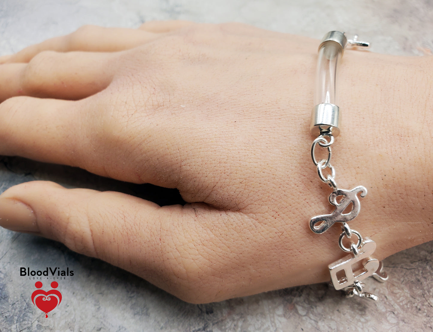 Sterling Musical BloodVial Bracelet Kit .925 Silver Adjustable Note Links Shorten from 9" Maximum Length (BloodBond)