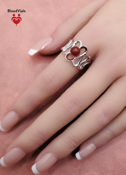 Sterling Loops BloodVial Ring & Anticoagulant (BloodBond) Adjustable 5-8 Size